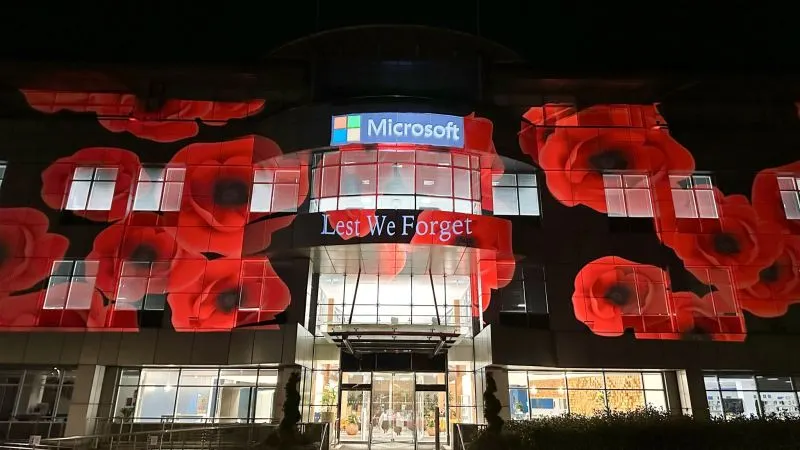 Microsoft's Military ERG Illuminates Head Office in Remembrance Tribute