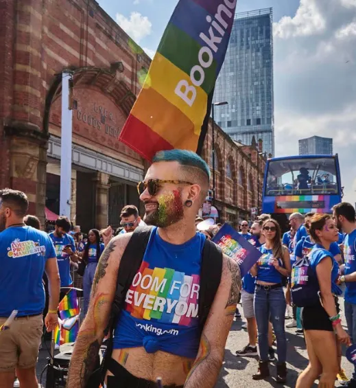 Booking.com LGBTQIA+ ERG Shines at Manchester Pride Parade with Double-Decker Bus