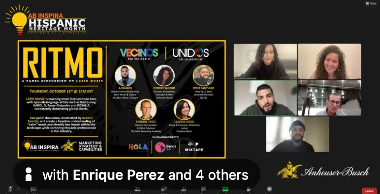 Anheuser-Busch Latinx ERG Closes Hispanic Heritage Month with RITMO Panel Discussion on Latin Music