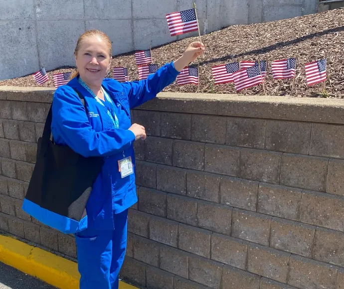 North Shore Hospital's BERG Ambassadors Honor Heroes with Memorial Day Flag Planting