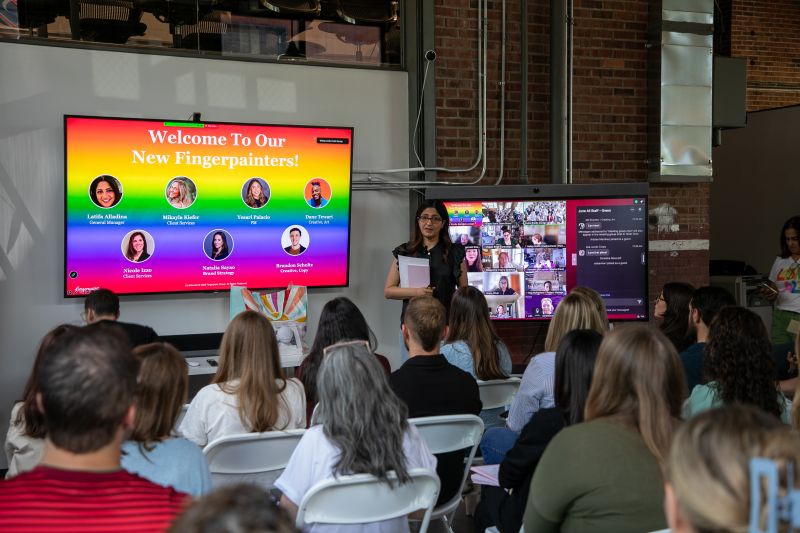 Fingerpaint Group Rainbowpainters ERG Pride All-Staff Celebration with Trivia & Custom Swag